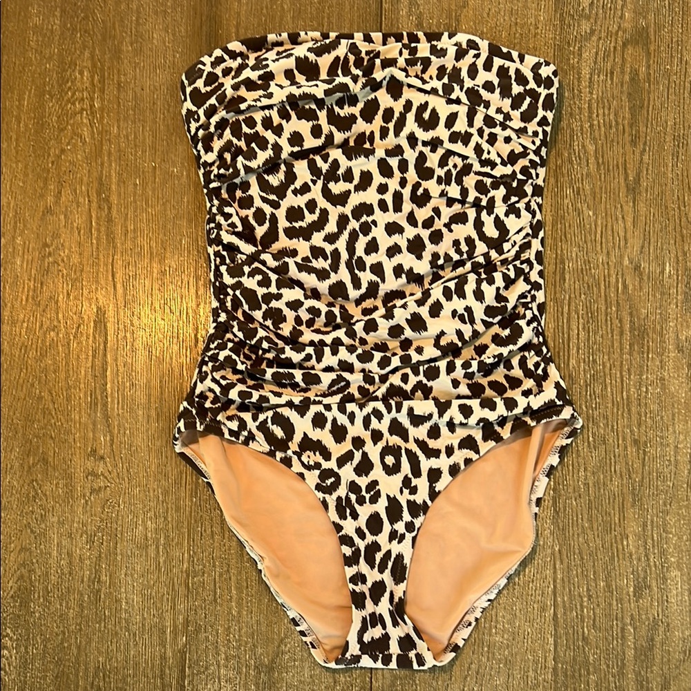 J Crew Cheetah Print Strapless Swimsuit